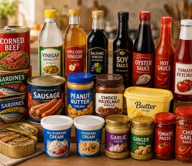 Canned Goods Creams Sauces Vinegar Bottle Goods
